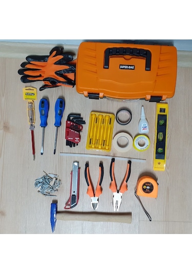 Çantalı Alet Takım Seti 19 Saatçi Tornavida Metre Çekiç Pense Yan