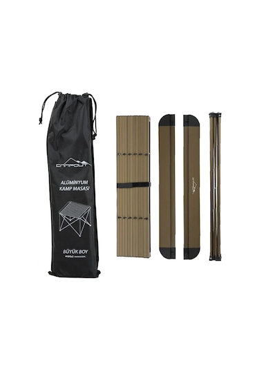 Yek Outdoor Campout Alüminyum Büyük Boy Masa + 2 Campout Fırat Sandalye Set Siyah