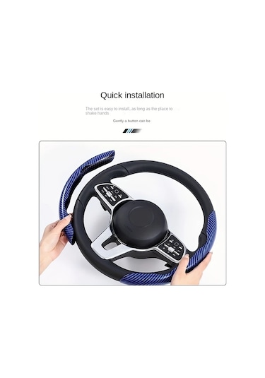 Chuangyinshop Siyah 2 Adet Karbon Fiber Direksiyon Kılıfı Evrensel Snap On Tasarım Sürüş Keyfini Artırır Siyah