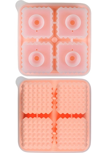 Xiyyadms Gıda Kalitesi Silikon Buzluk - 4 Adet Kare Buz Küpü Kalıbı - Whiskey Ve Kokteyller İçin Yavaş Erime - Ev Ve Bar Kullanıma Uygun - Siyah Çok Renkli