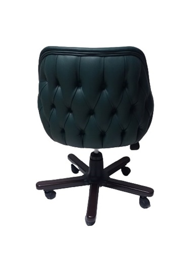 Ofis Koltuğu Çalışma Sandalyesi Ahşap Ayaklı Yeşil Renkli Suni De