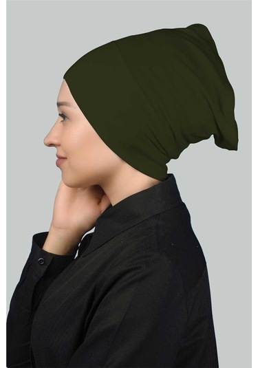 Altobeh Hazır Pratik Geçmeli Uzun Boru Tesettür Bonesi - Haki