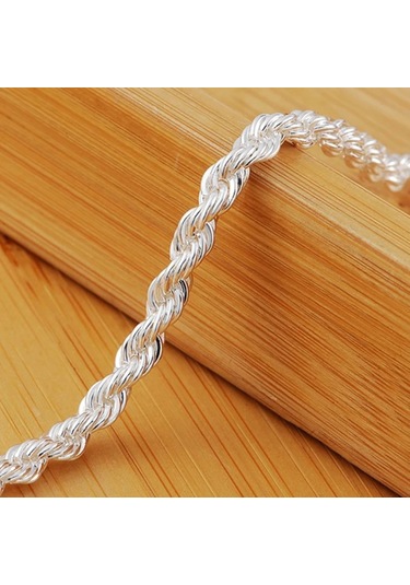 925ayar Gümüş 4 Mm Dalga Zinciri Bileklik