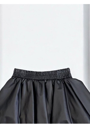 Kız Çocuk Beli Lastikli Tüllü Etek-14481 Siyah