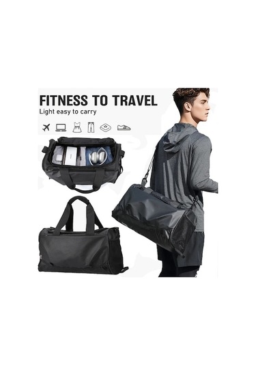 Sandwich Motion003 Siyah Katlanır Fitness Çantası - Ayakkabı Bölmeli Seyahat Sırt Çantası Siyah