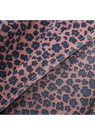 Sones Yüksek Bel Çiçekli Plise Vintage Bölünmüş Etek Pembe