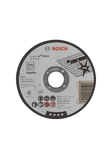 Bosch Expert For Inox Rapido 115x1.0 Düz Kesme Diski - 2608600545