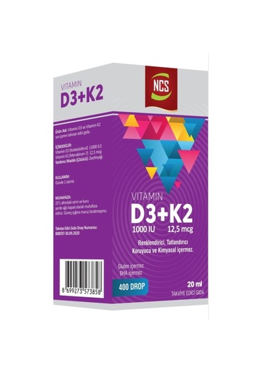 Coenzyme Q-10 100 Mg 90 Tablet + Vitamin D3 Vitamin K2 20 Ml