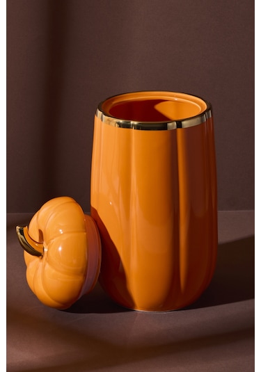 Balkabak Xl Kapaklı Porselen Kavanoz 28x13.7 Cm Beyaz