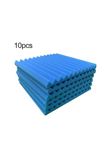 Sones 10 Adet / Paket 30x30x2.5cm Üçgen Oluk Stili Kayıt Stüdyosu Davul Video Odası Ses Yalıtım Levhası Susturucu Pamuk Mavi