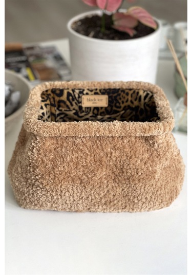 El Yapımı Taba Rengi Teddy Yün Örgü El Çantası Taba