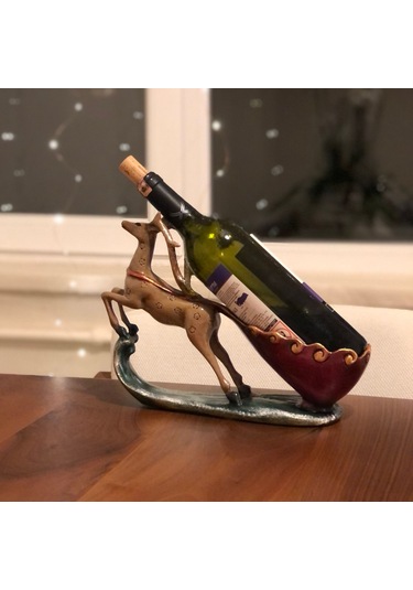 Geyik Şaraplık Şişe Tutucu Yılbaşı Dekoratif Obje