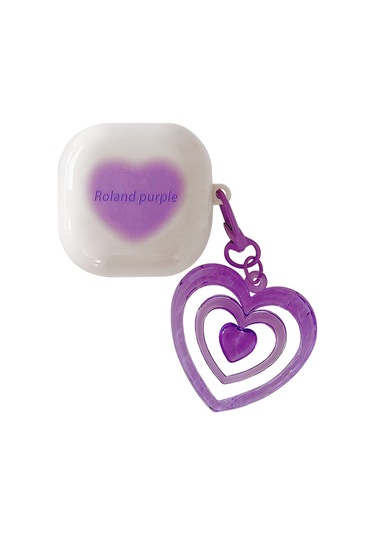 Microsonic Samsung Galaxy Buds Live Kılıf Süslü Renkli Kalp Desenli Mor