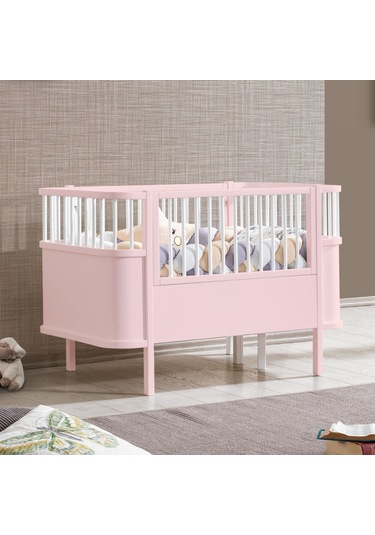 Mdf Beşik 130x90 Trend Büyüyen Beşik Pembe + 1 Comfort Yatak Pembe