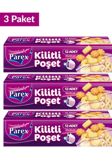 Kilitli Buzdolabı Poşeti Küçük Boy 12'li 20 X 25 Cm Üçlü Set