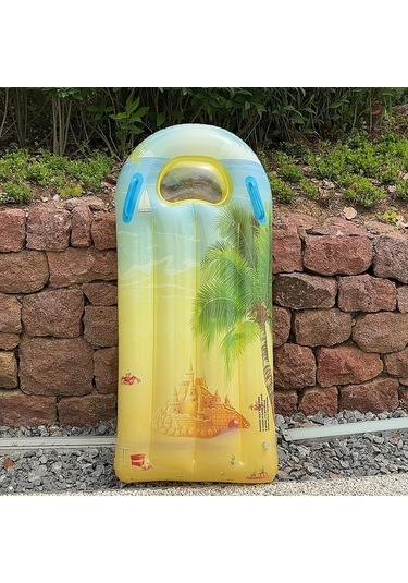 Honeybeeshop Yaz İçin Şişme Çok Renkli Dalga Tahtası Hindistan Cevizi Ağacı Desenli Kalın Pvc Tutma Kolu Su Malzemeleri 1pc