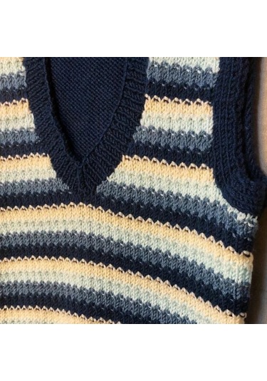 Uretti - Talia 8659 - 7524 El Örgüsü Erkek Çocuk Süveter - 2 Yaş Mavi - Krem