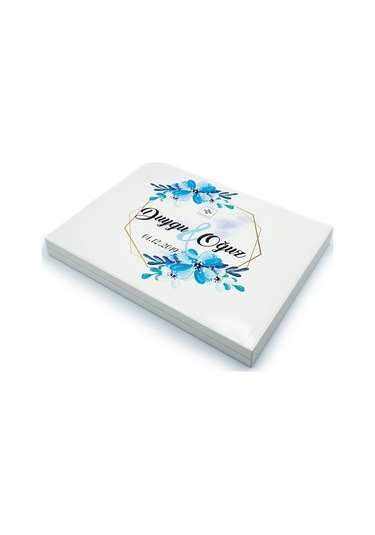 İsme Özel Söz Nişan Çikolatası 72 Adet Madlen Mavi Çiçekli