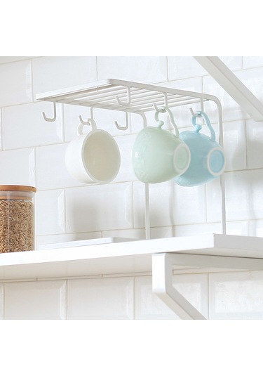 Tenfowee Demir Kahve Fincanlı K收纳lıcı, Çift Katlı Bardak Rakası, Mutfak Organize Edici, Kahve Altın Rengi 24.5x15x23cm Kahverengi