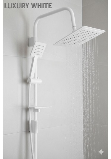 8962 Mutfak Lavabo Banyo Bataryası Robot Duş Takımı Köşe Borulu Musluk Armatür Siyah Beyaz Krom Renkler Beyaz