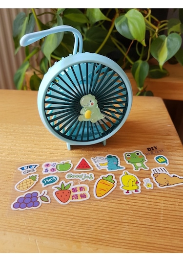 Brokoli Home Şarjli Mini El Fanı Masa Fanı Soğutucu Masa Üstü Vantilatör Usb Mavi Kendin Tasarla