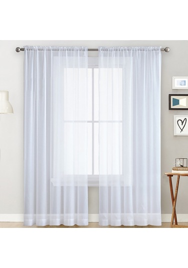 Yuntech01 Beyaz Tül Perde Seti 2 Adet - 100x250 Cm Işık Filtreleyici Hafif Oda Dekoru Diğer