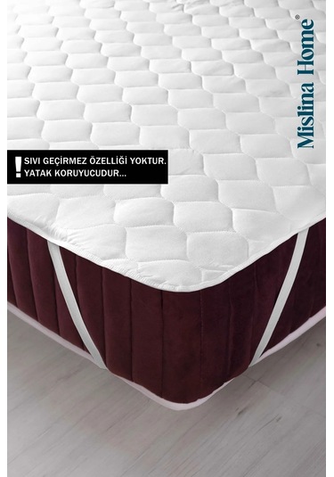 Mislina Home Kapitone Eko Ped 4 Köşe Lastik Tek - Çift Kişilik Bebek Yatak Koruyucu Beyaz