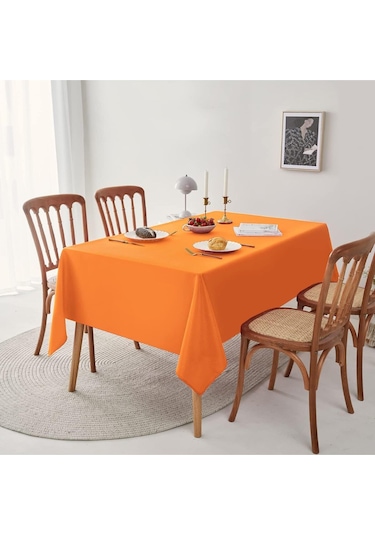 Sıvı Geçirmez Dertsiz Keten Masa Örtüsü Koyu Turuncu 25 Parça