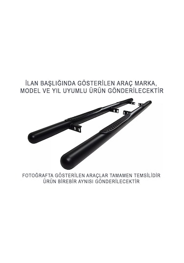L200 2007-2015 Uyumlu Krom Ø70 Yan Basamak Tubular C Modeli Siyah