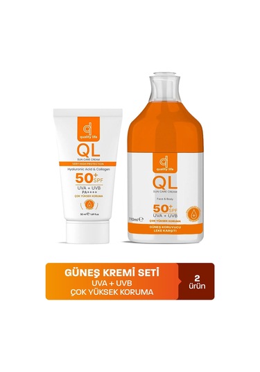 Quality Life Yüz Ve Vücut Güneş Kremi Seti SPF50+ 110 + 50 ML