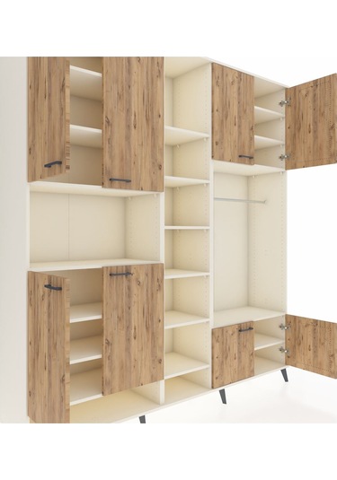 Hyperion Dolap 18 Raflı 8 Kapaklı Tek Askılı 220x44x243 Aytaşı-çam/aytaşı Atlas Çam/aytası