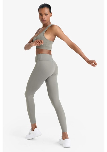 Defacto Defactofit Yüksek Bel Baskılı Beli Saran Esnek Kumaş Sporcu Tayt B4147ax25aukh422 Haki