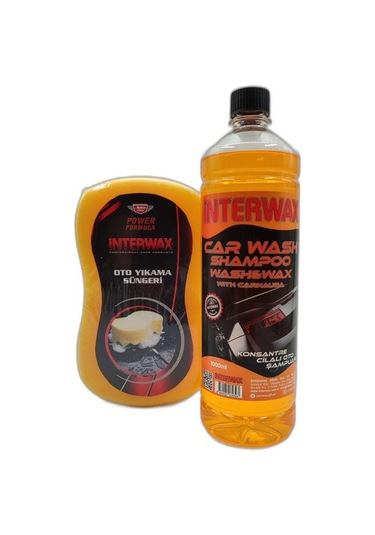 İnterwax Cilalı Oto Şampuanı 1 Lt & İnterwax Power Formula Oto Yıkama Süngeri