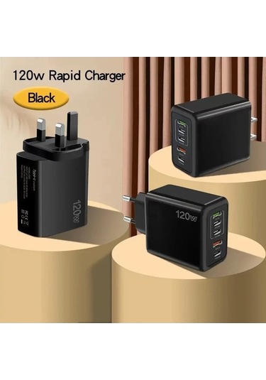 Zyzqstore Usb Şarj Cihazı, Pd Hızlı Şarj, 120w, Cep Telefonu 1 Adet, Beyaz, Model Xyz, Koyu Renk, İpuçları İçin 1 Adet