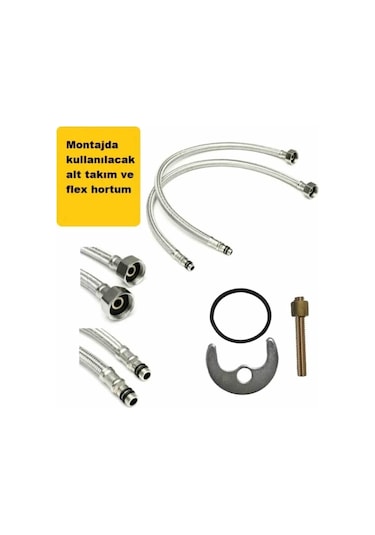 On2 Armatür Beyaz Lavabo Bataryası Musluk - Çift Girişli 40'lık