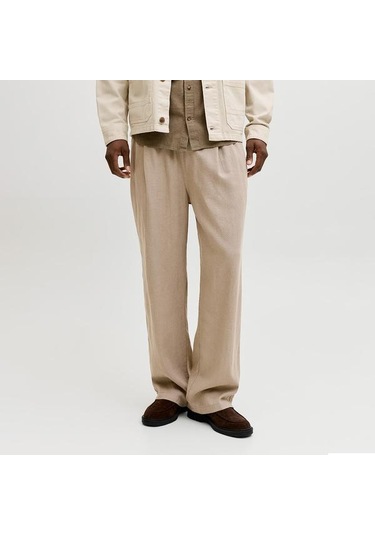 Jack&jones Bill Andros Vis Linen Blend Jogger Erkek Bej Pantolon