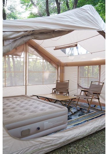 4 Mevsim Şişme Kamp Çadırı Yüksek Ve Cam Tavanlı 6-8 Kişilik 300x250x220cm Bej
