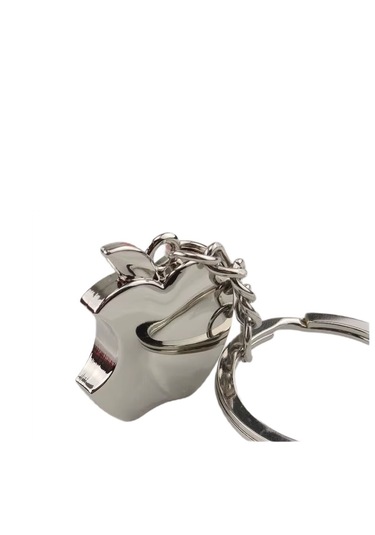 Schulzz Apple Elma Logo Şeklinde Parlak Krom Metal Anahtarlık