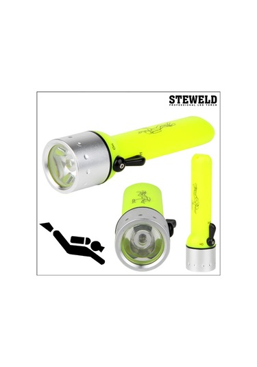 Steweld 965 Sualtı Led El Feneri Dalgıç Feneri Gri - Sarı