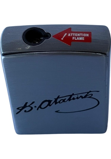 Premiumquality Tek Torch Pürmüz Gümüş Atatürk İmzalı Metal Puro Çakmağı