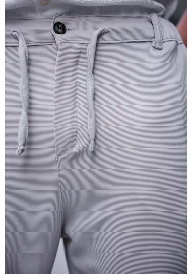Erkek Taş Renk Likralı Kumaş Jogger Pantolon-1756 Taş