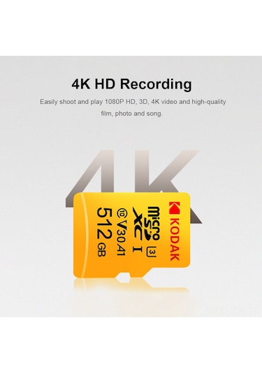 Geeroyoo Kodak 128gb Microsd Hafıza Kartı U3 V30 A1 100mb/s 4k Hd Video Kaydı, Akıllı Cihazlar İçin Dayanıklı