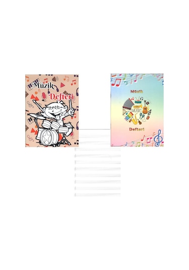 Müzik Defteri Büyük Boy A4 40 Yaprak Karton Kapak Sol Anahtarlı Kareli Müzik Defteri 1 Adet