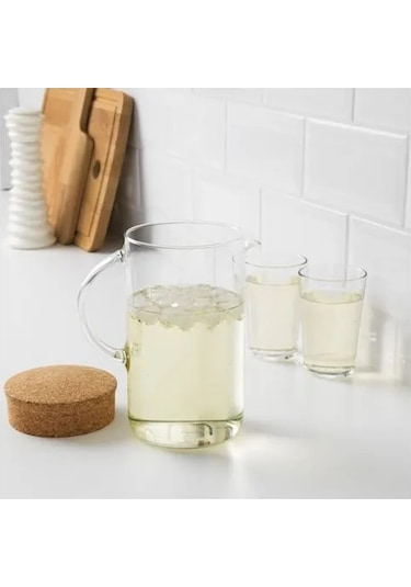 Sumuhome 365+ Mantar Kapaklı Isıya Dayanıklı Cam Sürahi 1.5 Lt