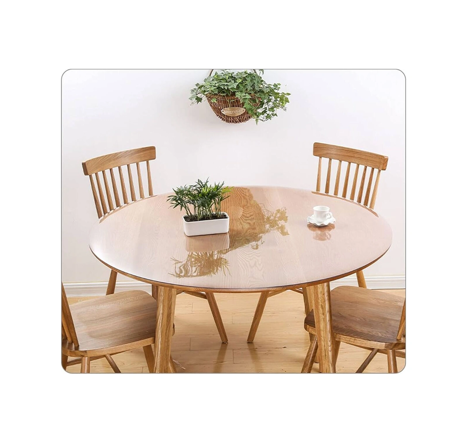 Rona Home Yuvarlak Şeffaf Silinebilir Masa Örtüsü 1,3 Mm Kalın Pvc Kaymaz Sofra Bezi Beyaz