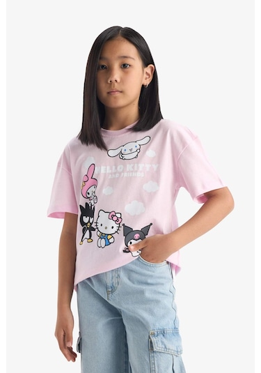 Defacto Kız Çocuk Hello Kitty Relax Fit Bisiklet Yaka Kısa Kollu Tişört F5389a825hspn633 Pembe