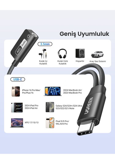Ugreen Mangetic Usb-c To Aux 3.5mm Hi-res Audio Dac Chip Audio Adaptör, 25837