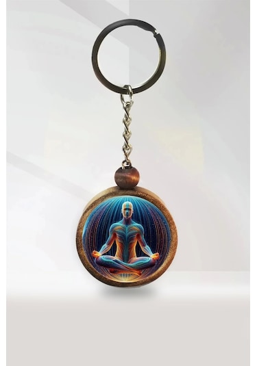 Meditasyon / Yoga Ahşap Anahtarlık Kahverengi