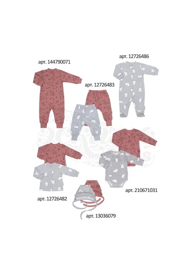 Eskimo. Yenidoğanlar İçin Kısa Kollu Üst Takımı, 2 Parça 210671807 Gri