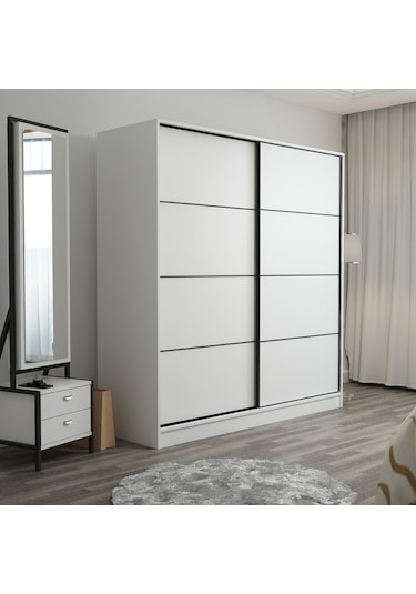 Minarmobilya Minar Kale 2 Kapaklı Sürgülü Dolap 180 Cm - Beyaz
